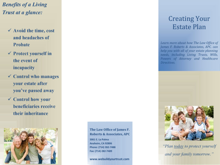 Overview Of Creating An Estate Plan - Law Office Of James F. Roberts ...